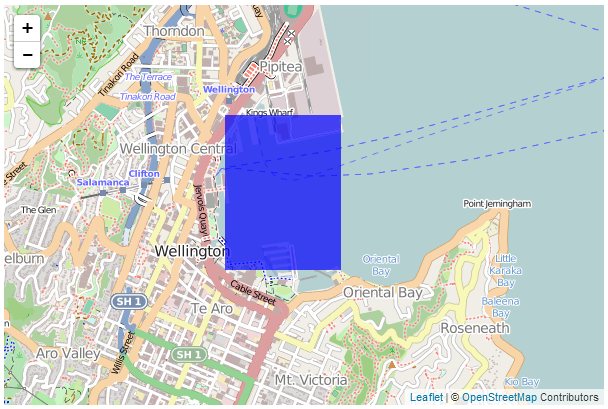 Zoomed rectangular d3 area on leaflet map