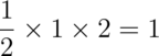 \frac{1}{2} \times 1 \times 2 = 1