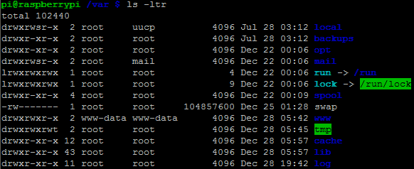 `ls -l` command