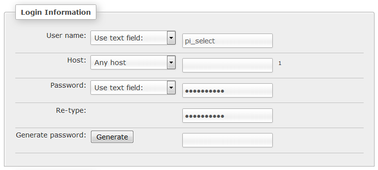 phpMyAdmin Login Information