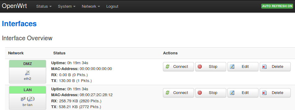 Network -> Interfaces