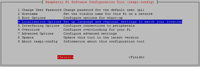 Select Localisation Options