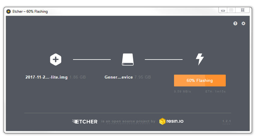 Etcher in progress