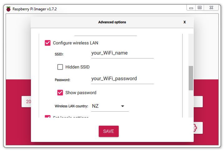 Raspberry Pi Imager WiFi