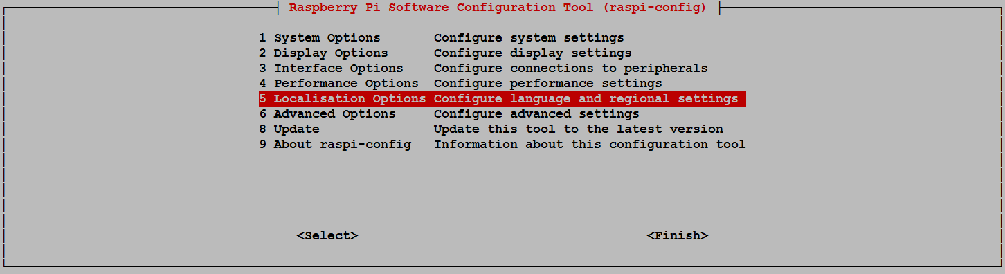 Select Localisation Options